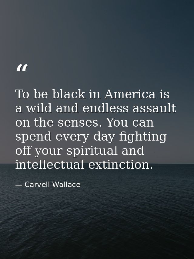 To be black in America is a wild and endless assault on the senses. You can spend every day fighting off your spiritual  — Carvell Wallace