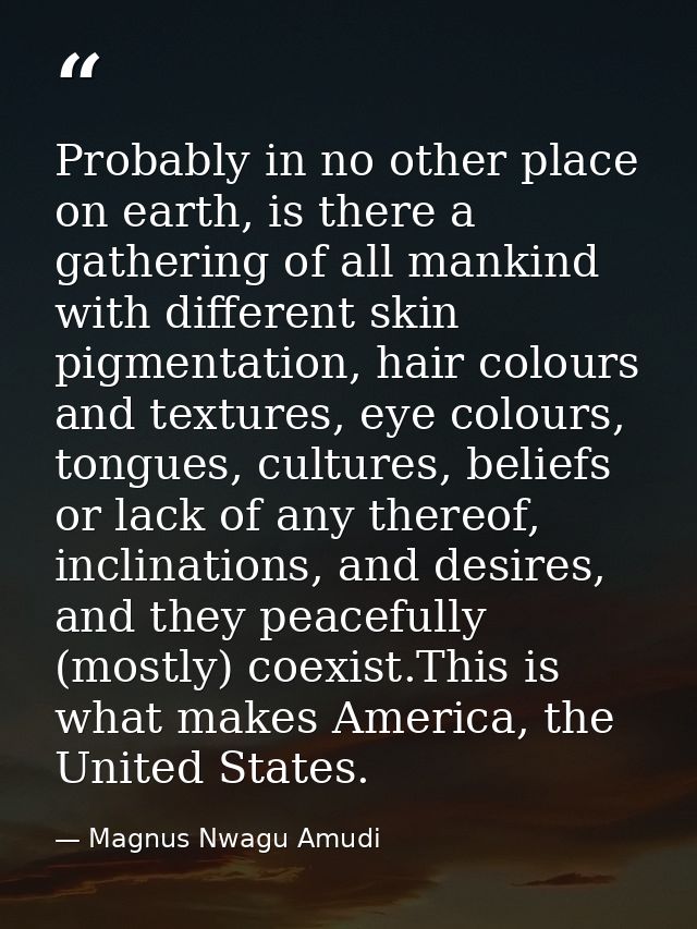 Probably in no other place on earth, is there a gathering of all mankind with different skin pigmentation, hair colours  — Magnus Nwagu Amudi