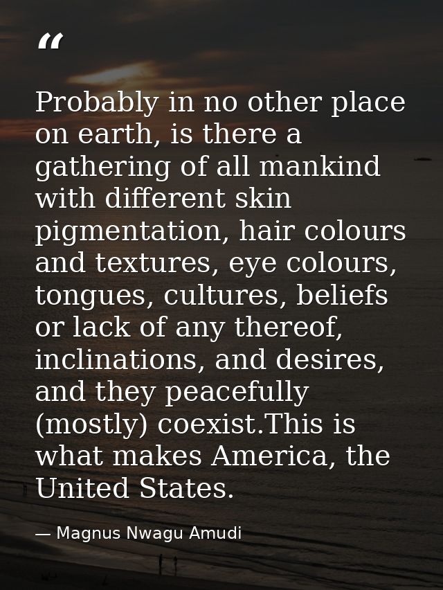 Probably in no other place on earth, is there a gathering of all mankind with different skin pigmentation, hair colours  — Magnus Nwagu Amudi