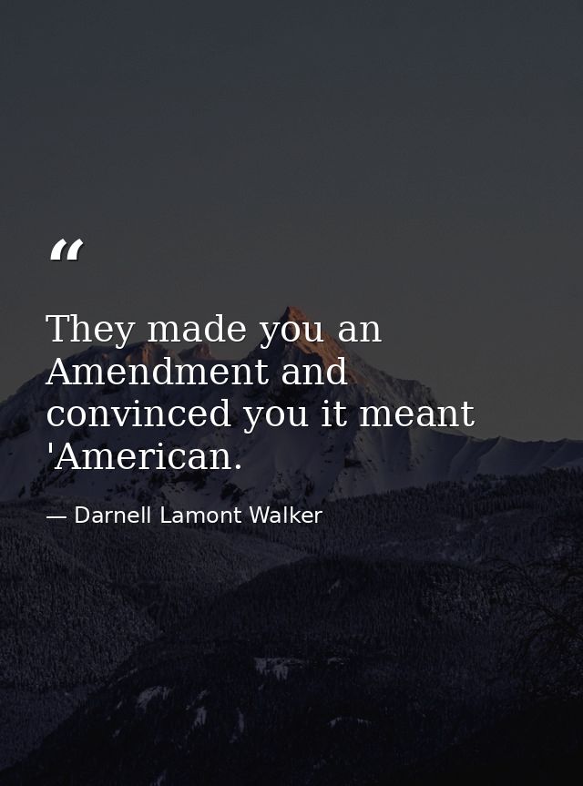 They made you an Amendment and convinced you it meant 'American. — Darnell Lamont Walker