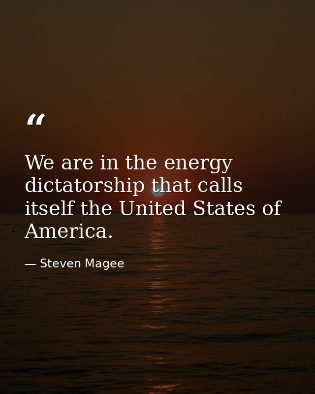 We are in the energy dictatorship that calls itself the United States of America. — Steven Magee