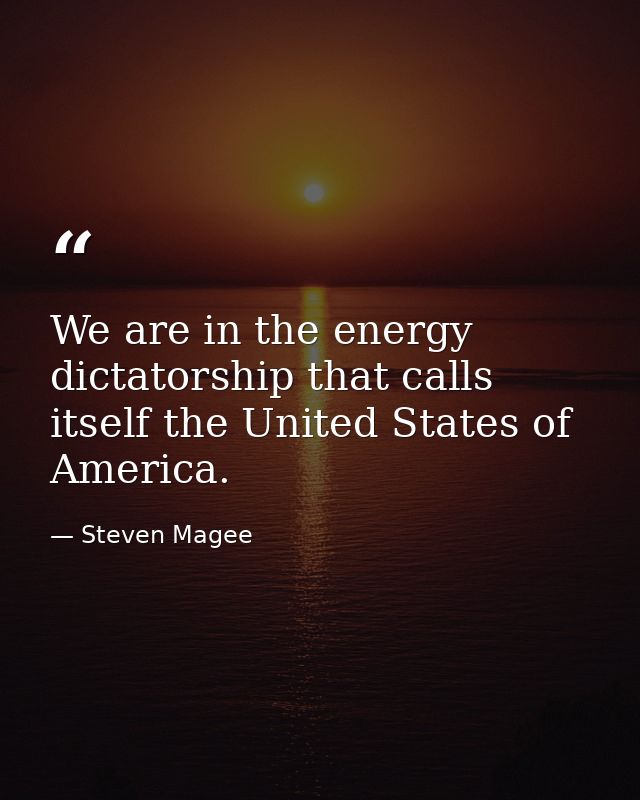 We are in the energy dictatorship that calls itself the United States of America. — Steven Magee
