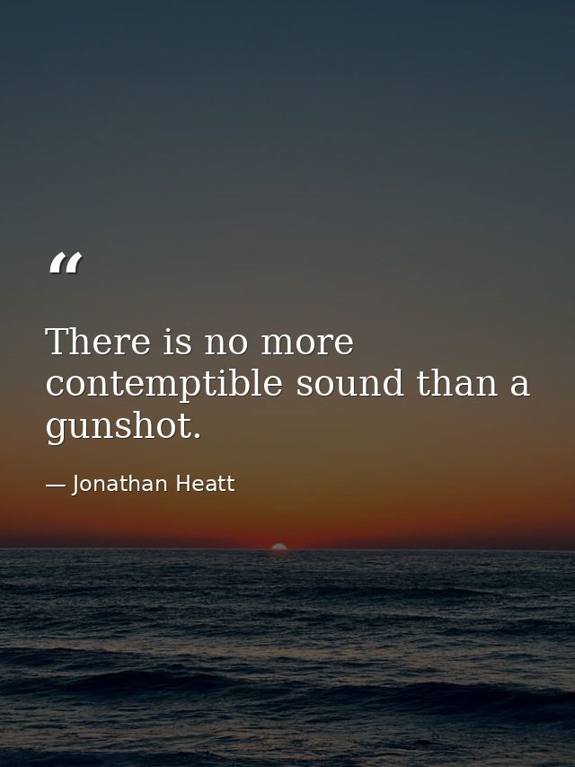 There is no more contemptible sound than a gunshot. — Jonathan Heatt