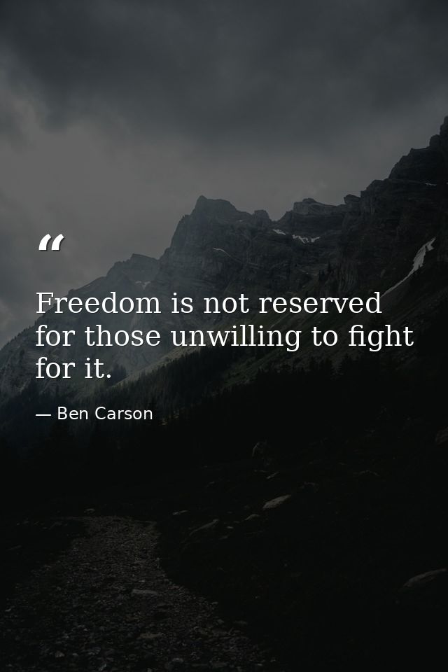 Freedom is not reserved for those unwilling to fight for it. — Ben Carson