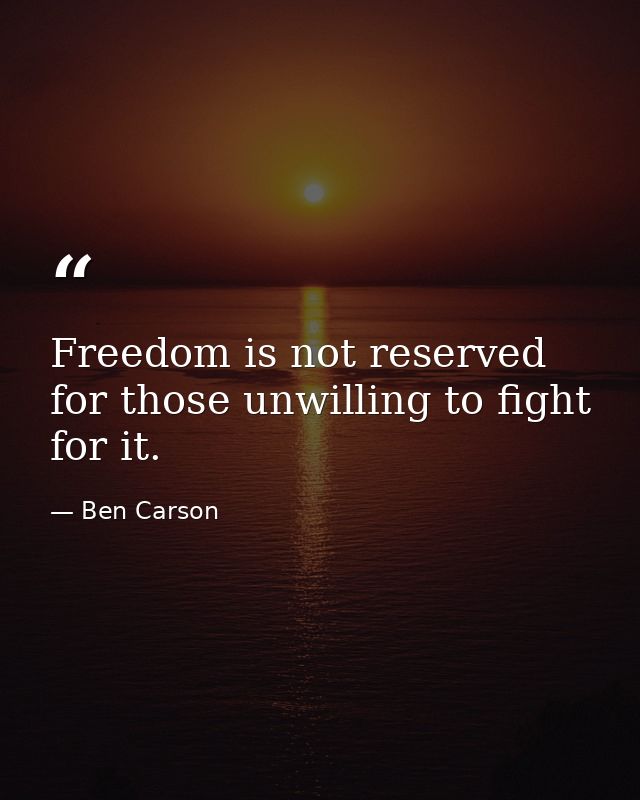 Freedom is not reserved for those unwilling to fight for it. — Ben Carson