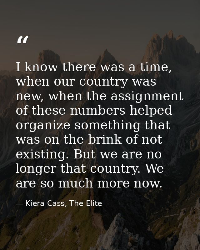 I know there was a time, when our country was new, when the assignment of these numbers helped organize something that w — Kiera Cass, The Elite