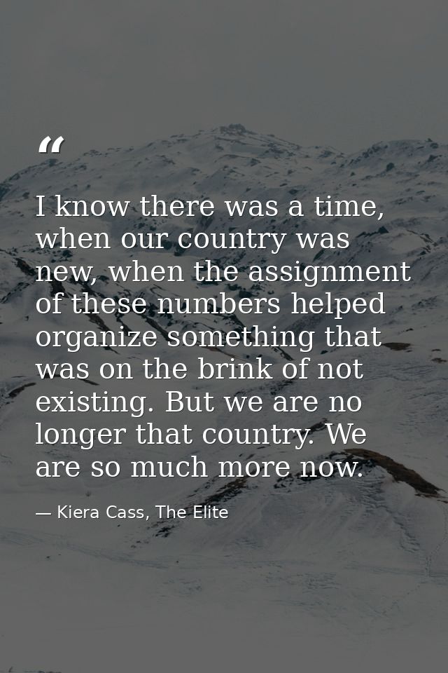 I know there was a time, when our country was new, when the assignment of these numbers helped organize something that w — Kiera Cass, The Elite