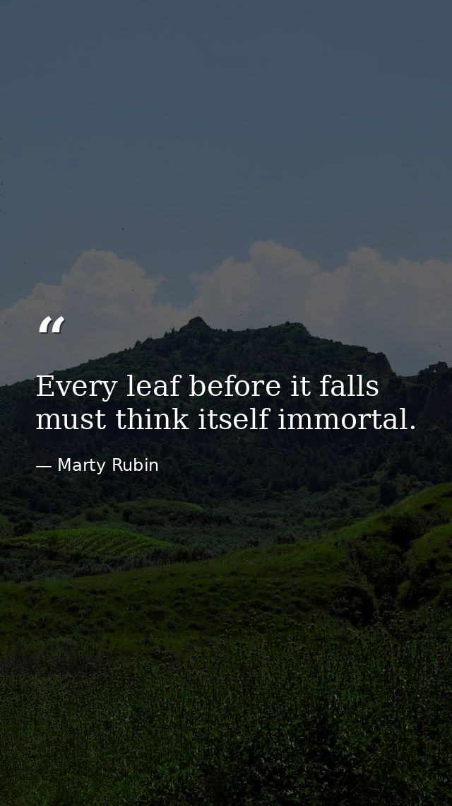Every leaf before it falls must think itself immortal. — Marty Rubin