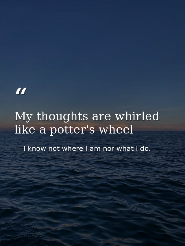 My thoughts are whirled like a potter's wheel — I know not where I am nor what I do.