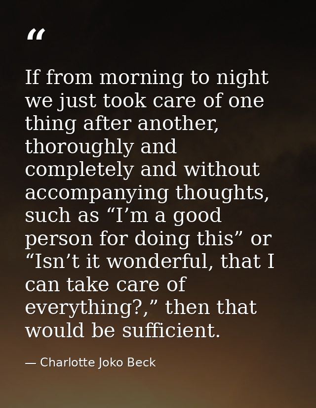 If from morning to night we just took care of one thing after another, thoroughly and completely and without accompanyin — Charlotte Joko Beck