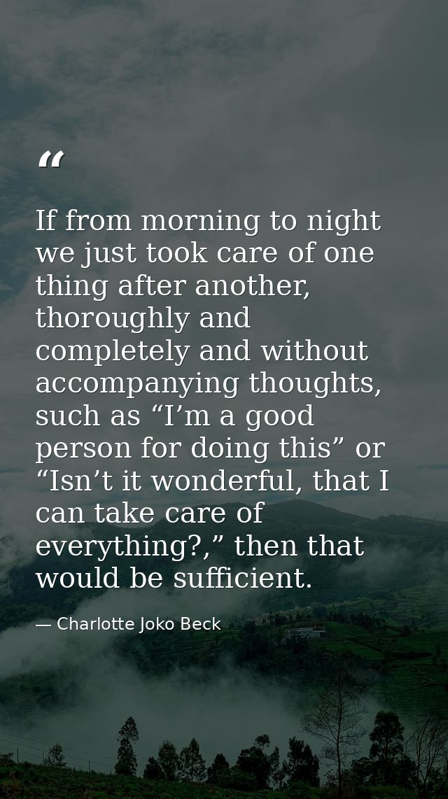 If from morning to night we just took care of one thing after another, thoroughly and completely and without accompanyin — Charlotte Joko Beck