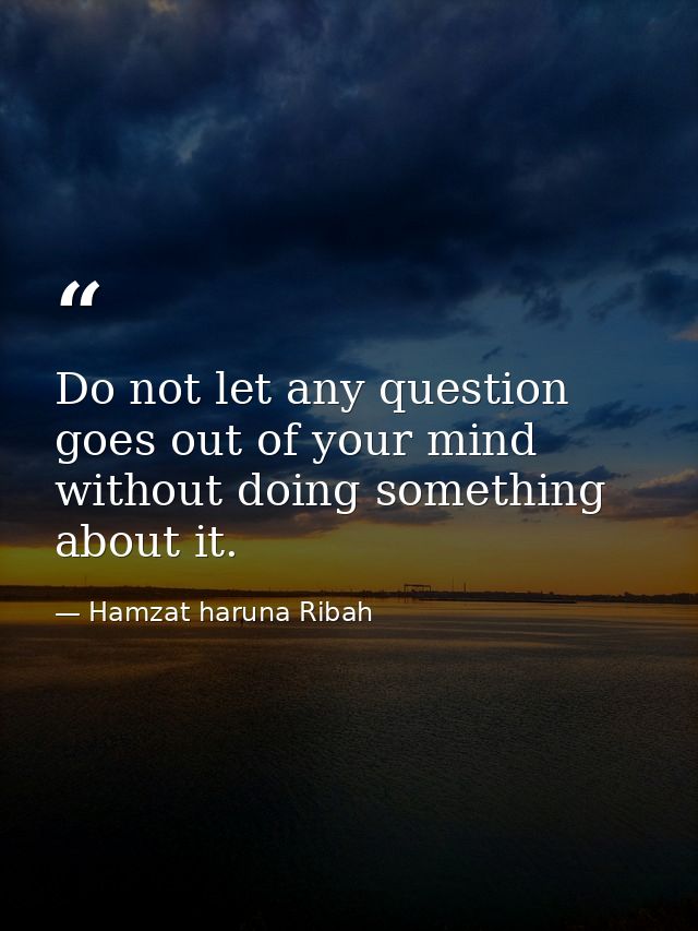 Do not let any question goes out of your mind without doing something about it. — Hamzat haruna Ribah