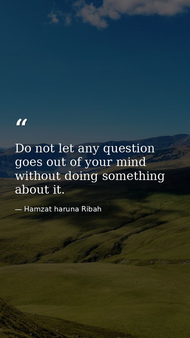 Do not let any question goes out of your mind without doing something about it. — Hamzat haruna Ribah