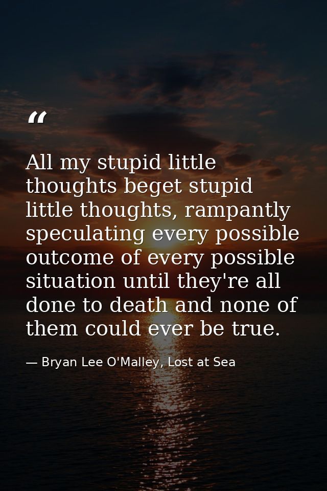 ‎All my stupid little thoughts beget stupid little thoughts, rampantly speculating every possible outcome of every possi — Bryan Lee O'Malley, Lost at Sea
