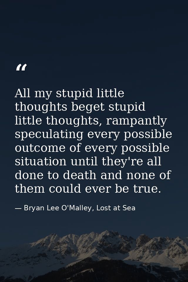 ‎All my stupid little thoughts beget stupid little thoughts, rampantly speculating every possible outcome of every possi — Bryan Lee O'Malley, Lost at Sea