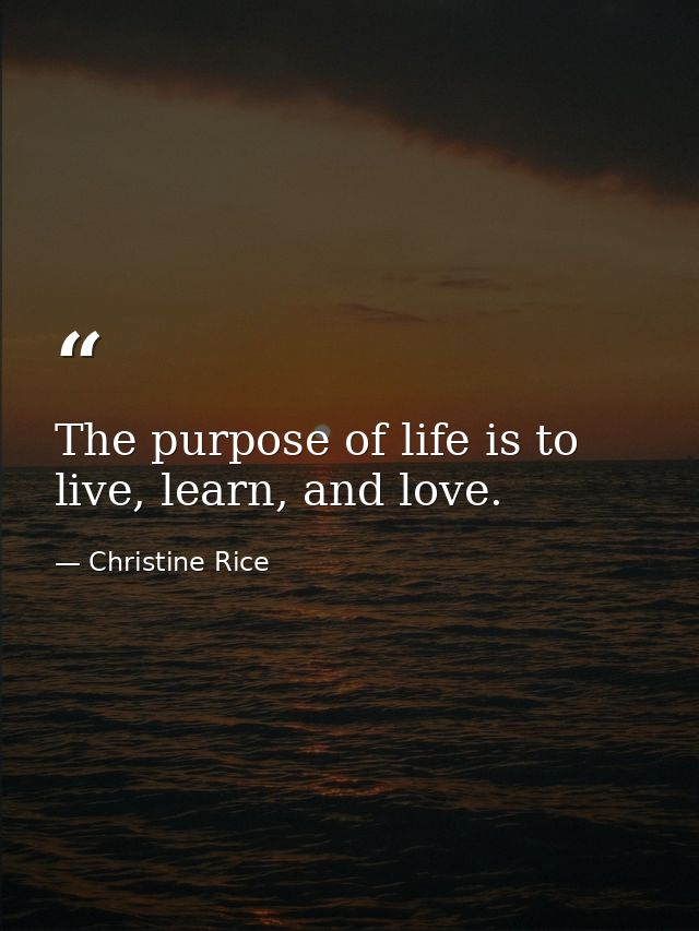 The purpose of life is to live, learn, and love. — Christine Rice