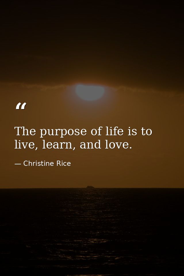 The purpose of life is to live, learn, and love. — Christine Rice