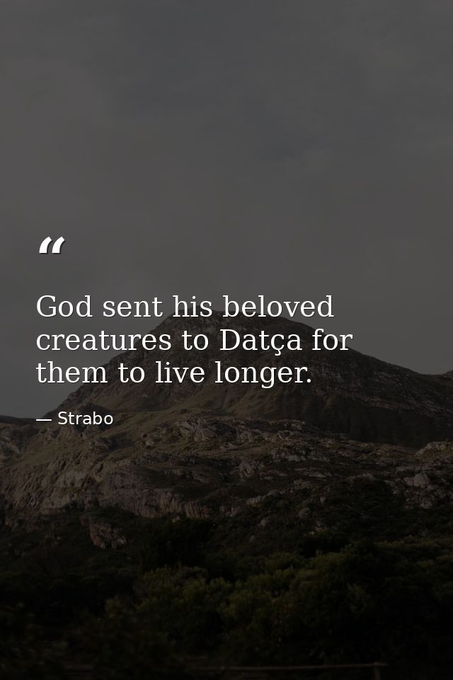 God sent his beloved creatures to Datça for them to live longer. — Strabo