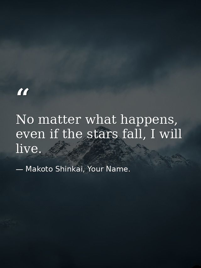 No matter what happens, even if the stars fall, I will live. — Makoto Shinkai, Your Name.