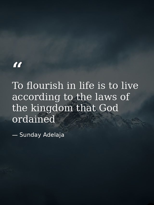 To flourish in life is to live according to the laws of the kingdom that God ordained — Sunday Adelaja