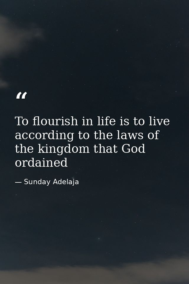 To flourish in life is to live according to the laws of the kingdom that God ordained — Sunday Adelaja
