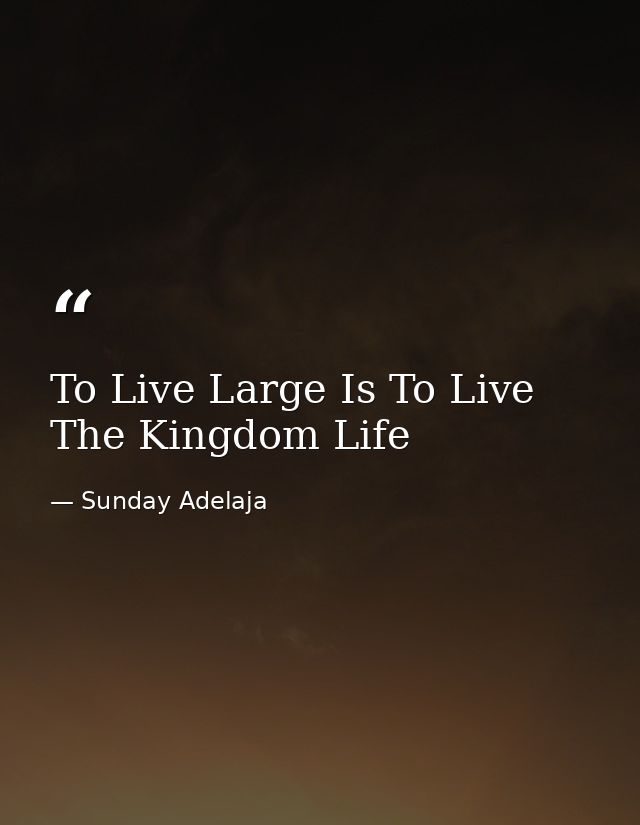 To Live Large Is To Live The Kingdom Life — Sunday Adelaja