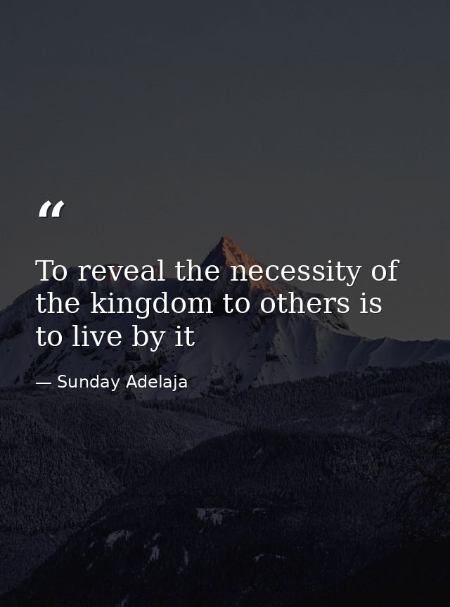 To reveal the necessity of the kingdom to others is to live by it — Sunday Adelaja