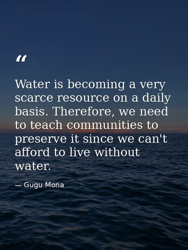 Water is becoming a very scarce resource on a daily basis. Therefore, we need to teach communities to preserve it since  — Gugu Mona