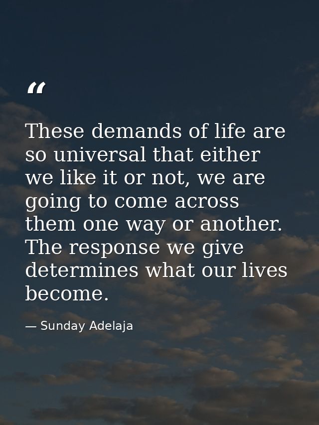 These demands of life are so universal that either we like it or not, we are going to come across them one way or anothe — Sunday Adelaja