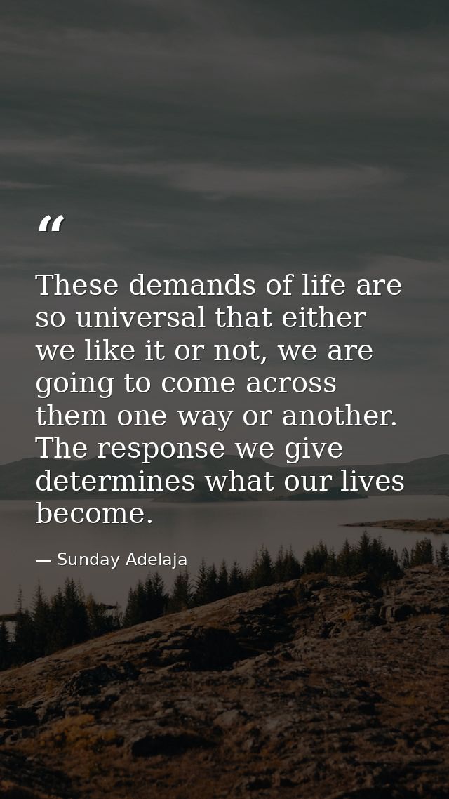 These demands of life are so universal that either we like it or not, we are going to come across them one way or anothe — Sunday Adelaja