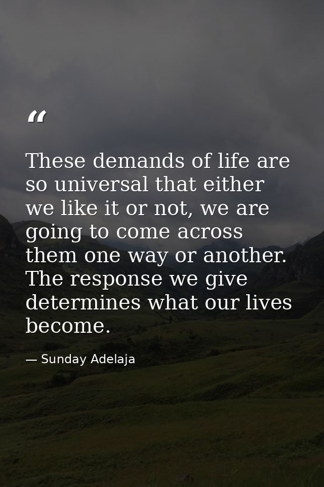 These demands of life are so universal that either we like it or not, we are going to come across them one way or anothe — Sunday Adelaja