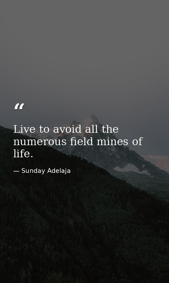 Live to avoid all the numerous field mines of life. — Sunday Adelaja