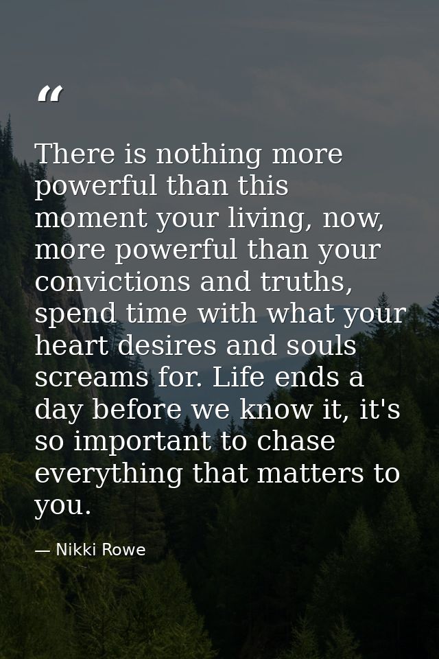 There is nothing more powerful than this moment your living, now, more powerful than your convictions and truths, spend  — Nikki Rowe