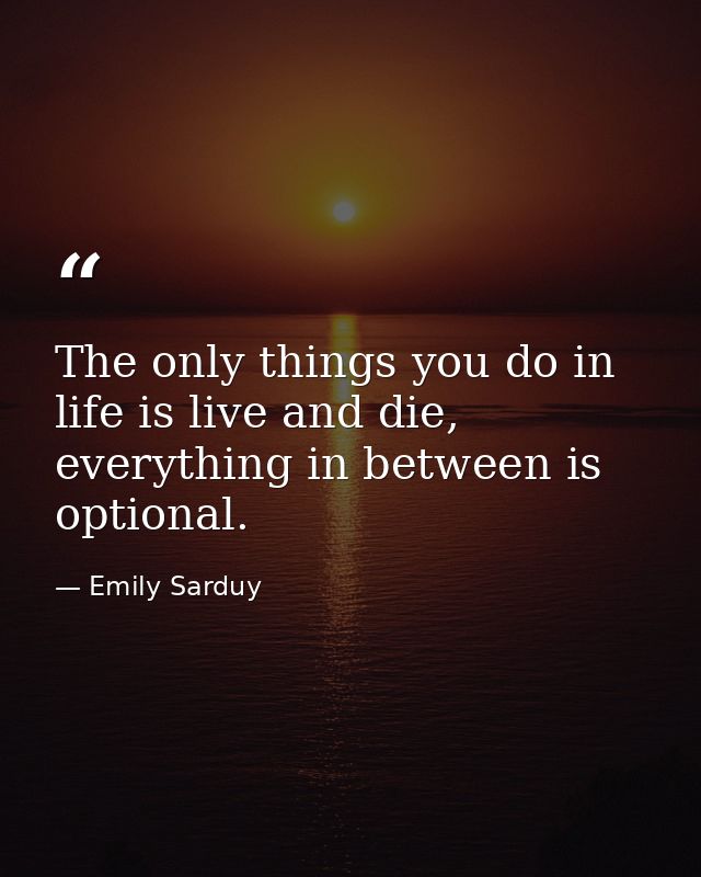 The only things you do in life is live and die, everything in between is optional. — Emily Sarduy