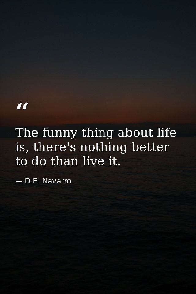 The funny thing about life is, there's nothing better to do than live it. — D.E. Navarro