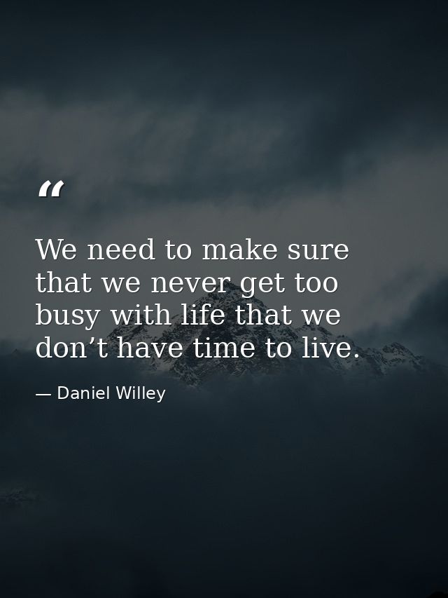 We need to make sure that we never get too busy with life that we don’t have time to live. — Daniel Willey