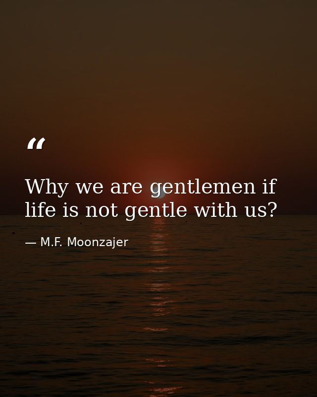 Why we are gentlemen if life is not gentle with us? — M.F. Moonzajer