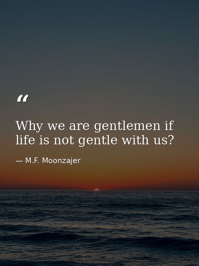 Why we are gentlemen if life is not gentle with us? — M.F. Moonzajer