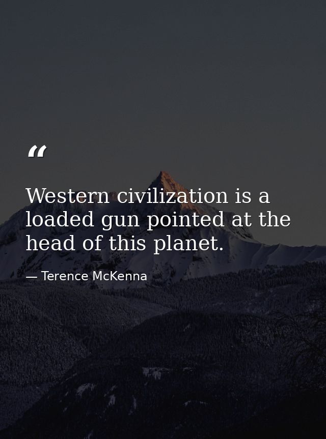 Western civilization is a loaded gun pointed at the head of this planet. — Terence McKenna