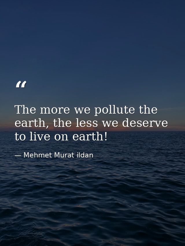 The more we pollute the earth, the less we deserve to live on earth! — Mehmet Murat ildan