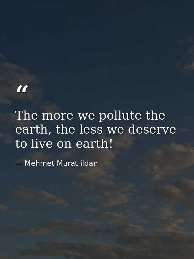 The more we pollute the earth, the less we deserve to live on earth! — Mehmet Murat ildan