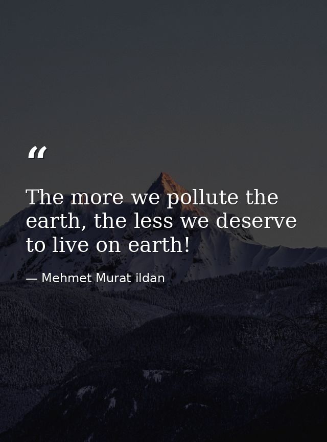 The more we pollute the earth, the less we deserve to live on earth! — Mehmet Murat ildan