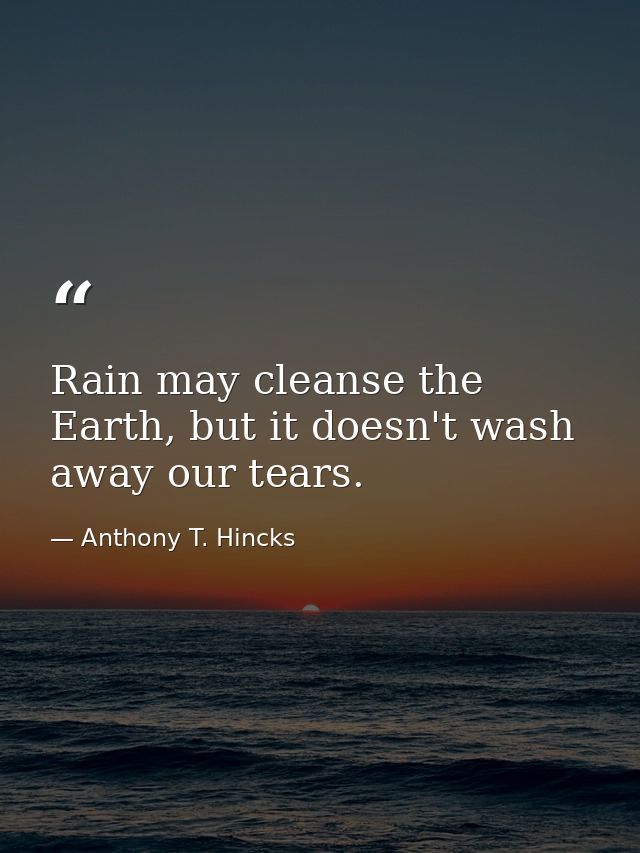 Rain may cleanse the Earth, but it doesn't wash away our tears. — Anthony T. Hincks
