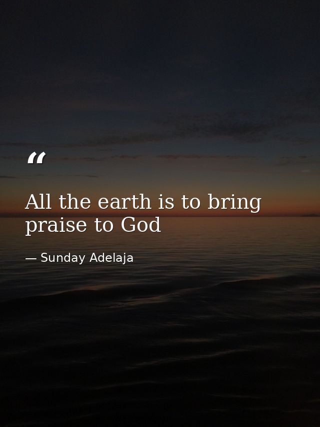 All the earth is to bring praise to God — Sunday Adelaja