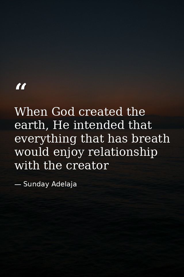 When God created the earth, He intended that everything that has breath would enjoy relationship with the creator — Sunday Adelaja
