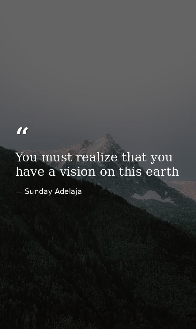 You must realize that you have a vision on this earth — Sunday Adelaja