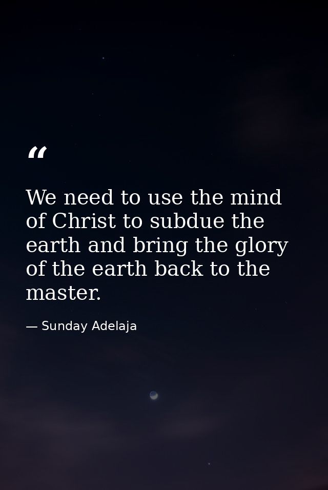 We need to use the mind of Christ to subdue the earth and bring the glory of the earth back to the master. — Sunday Adelaja