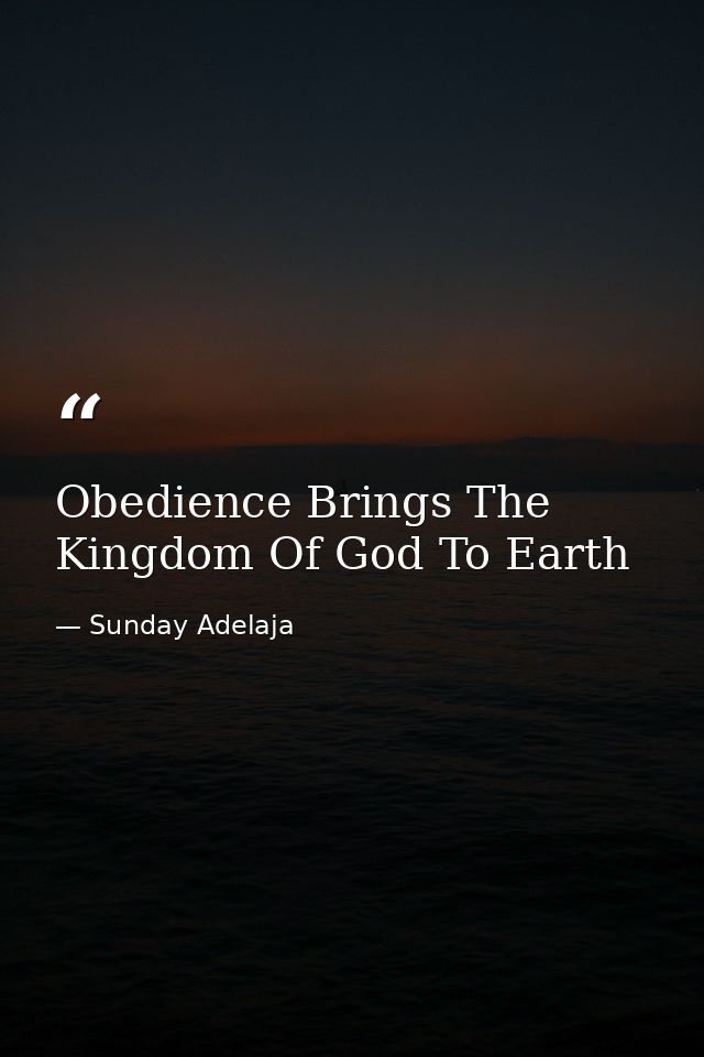 Obedience Brings The Kingdom Of God To Earth — Sunday Adelaja