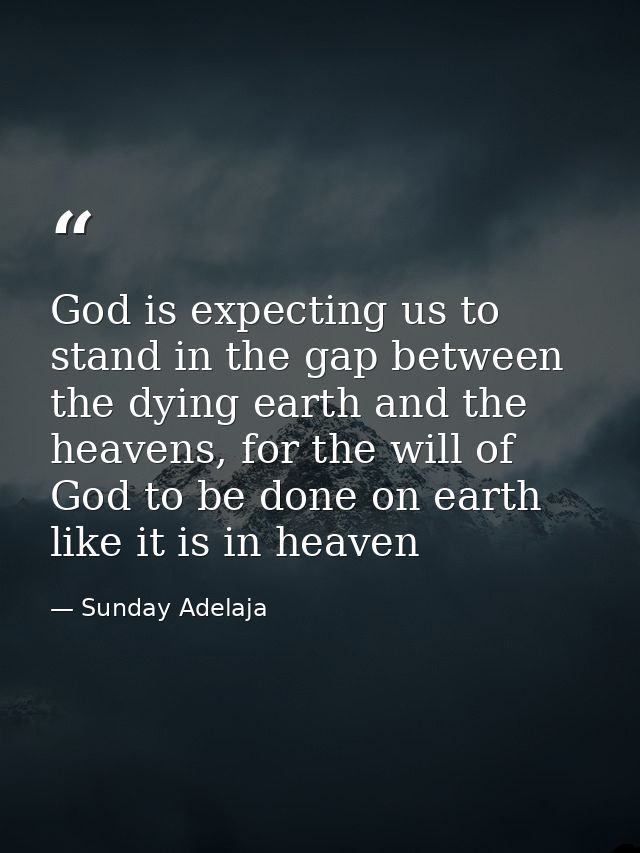 God is expecting us to stand in the gap between the dying earth and the heavens, for the will of God to be done on earth — Sunday Adelaja