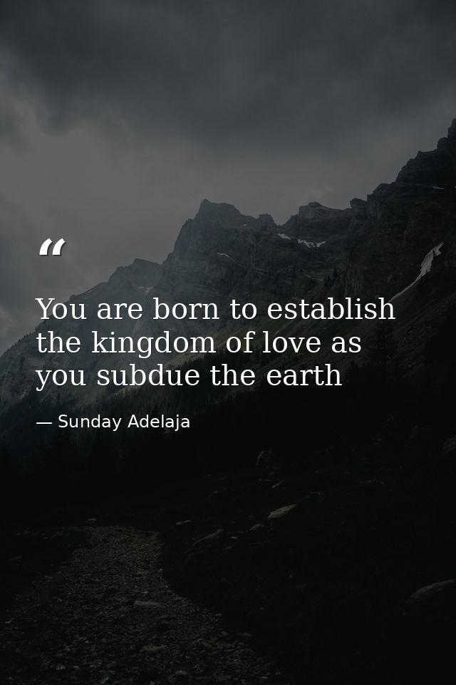 You are born to establish the kingdom of love as you subdue the earth — Sunday Adelaja